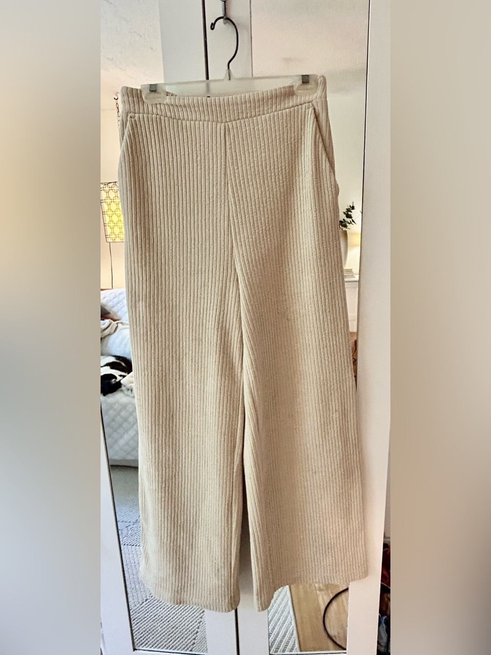 🌸 Pantalon large effet corduroy beige WOMANCE - M